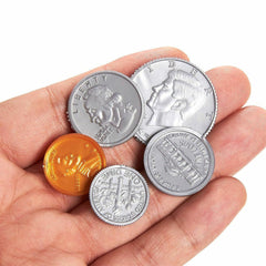 250 Fake Plastic Penny Coins Novelty Play Toy Prizes Parties Copper Silver