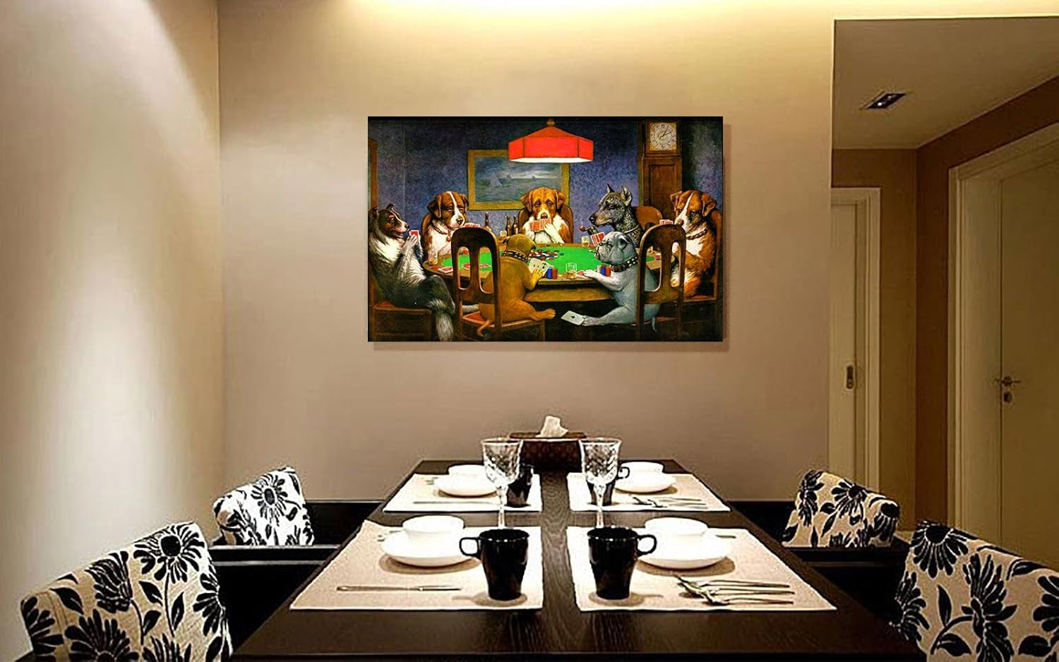 -Dogs Playing Poker by Cassius Marcellus Coolidge Oil Painting Reproduction Giclee Wall Art Canvas Prints Size:20“X16