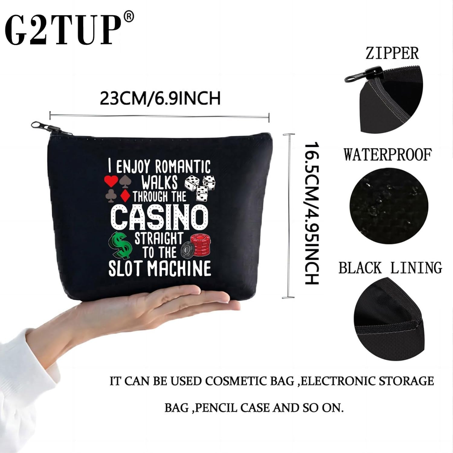 Funny Gambler Gift Idea Casino Lovers Makeup Bag Slot Machine Casino Gambling Accessories Pouch Bag (Casino Bl Bag)