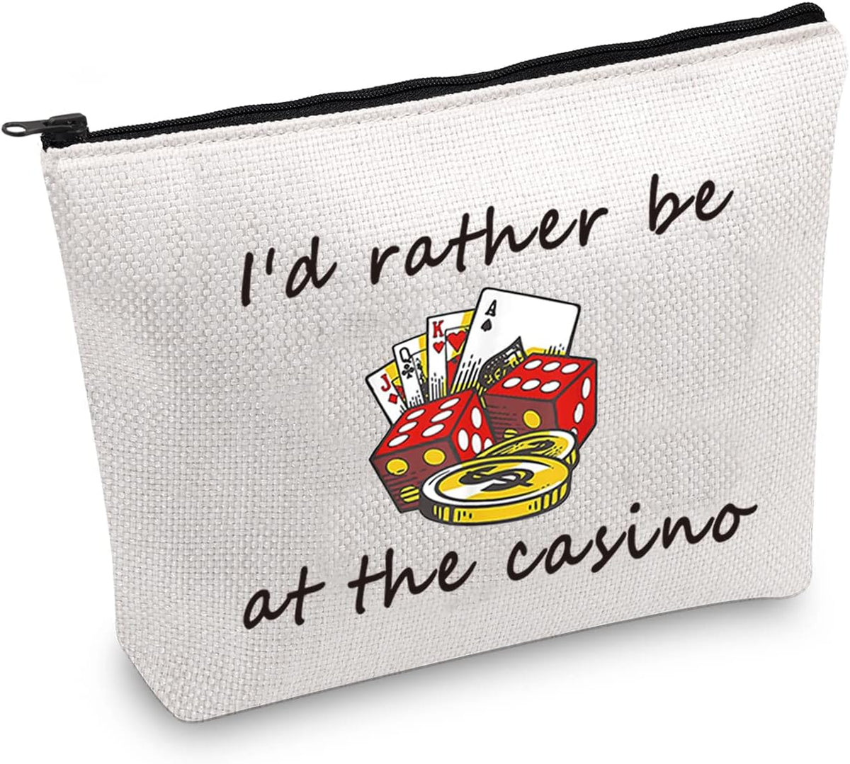 Gambler Gift I'D Rather Be at the Casino Makeup Bag Lucky Dice Pouch Bag Casino Lover Gifts