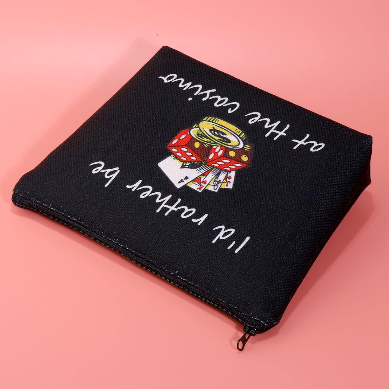 Gambler Gift I'D Rather Be at the Casino Makeup Bag Lucky Dice Pouch Bag Casino Lover Gift (Casino Black)