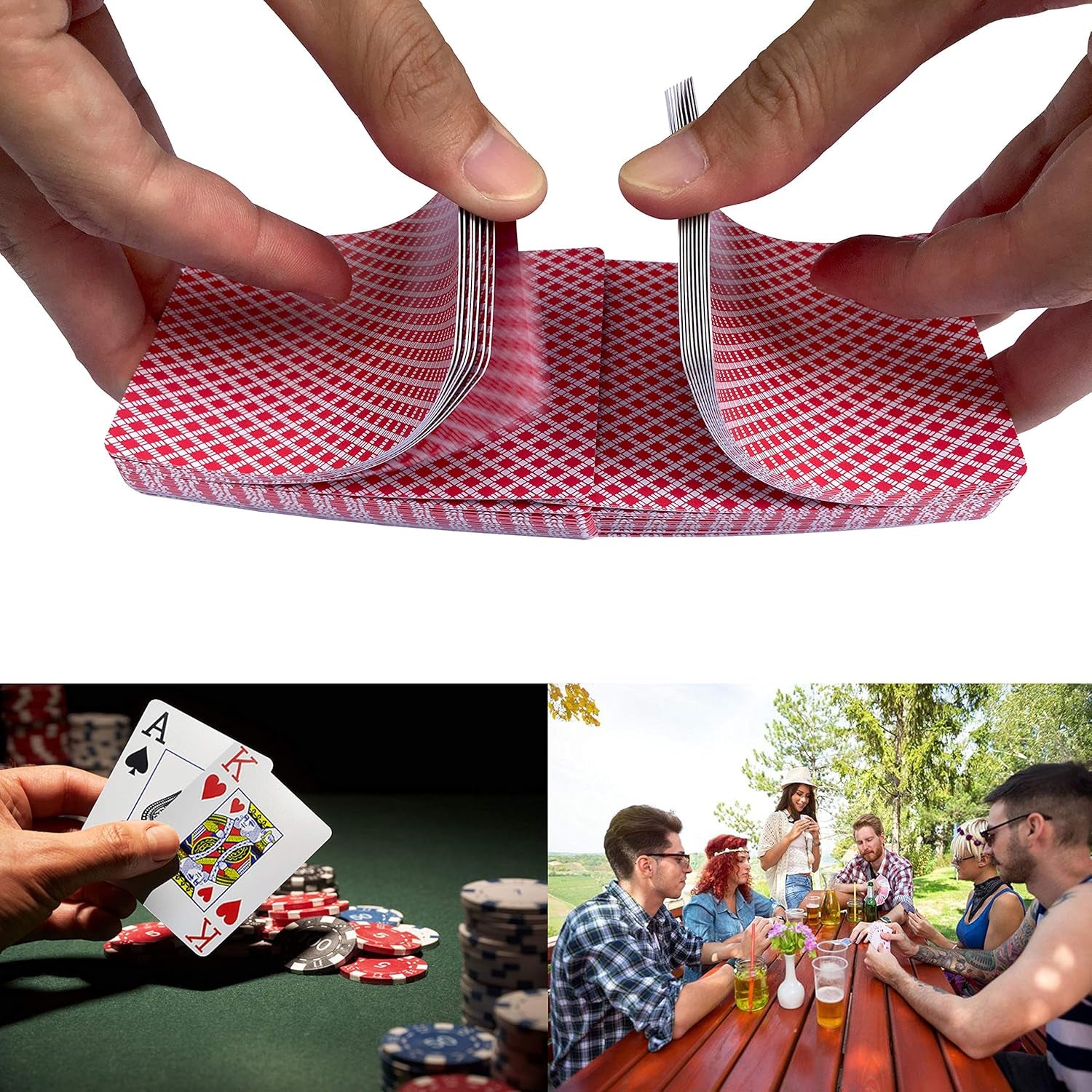 Waterproof Plastic Playing Cards,Jumbo Index, for Texas Hold'Em, Blackjack, Pinochle, Euchre, for Pool Beach Water Games