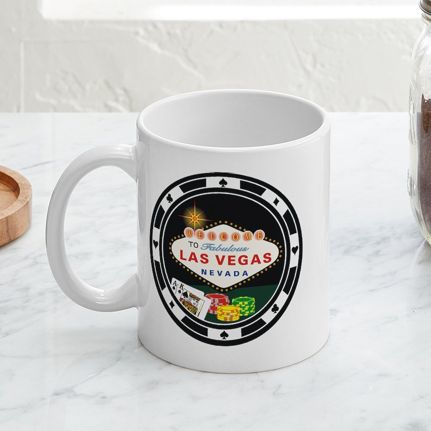 Las Vegas Poker Chip Design Mug 11 Oz (325 Ml) Ceramic Coffee Mug