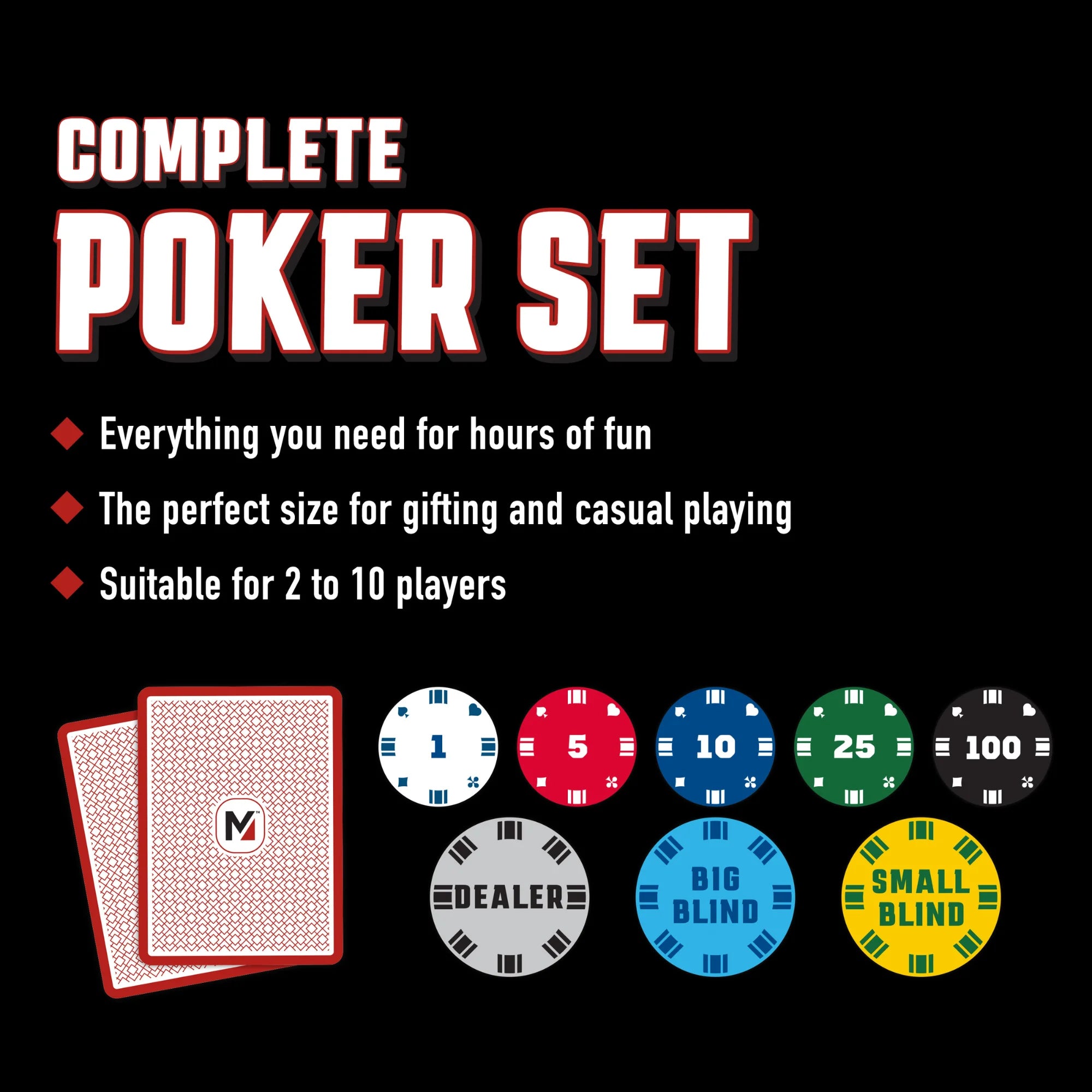 Complete Poker Set, Texas Hold'Em Poker Set and Blackjack Card Game, for All Ages, 207 Piece Count, by  Sports