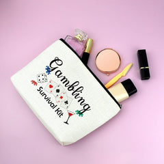 Lucky Casino Gift for Gambler Makeup Bag Casino Gamble Zipper Pouch Gift Gambler Gift Idea Casino Lovers Cosmetic Bag Christmas Birthday Retirement Gift for Gambler Friends Travel Makeup Pouch