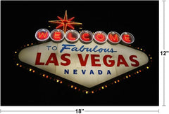 Welcome to Las Vegas Illuminated at Night Las Vegas Nevada Photo Photograph Cool Wall Art Print Poster 18X12